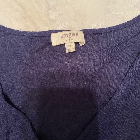 - Umgee romper. Navy Blue with lace orange, Size M, 3/4 sleeves. - Picture 5 of 11